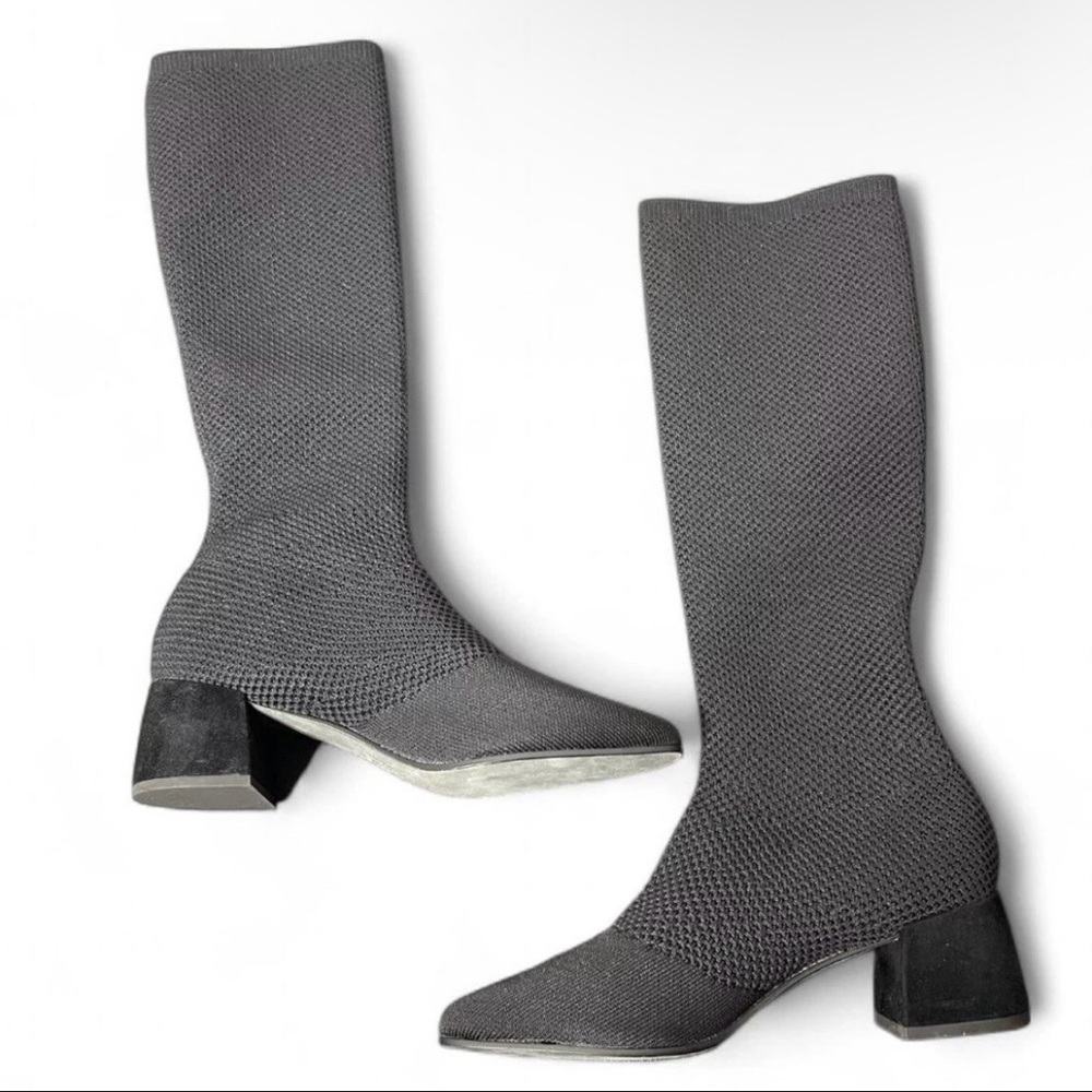 Eileen Fisher Innis Recycled Stretch Knit Boot Black Classic Womens Sz 7